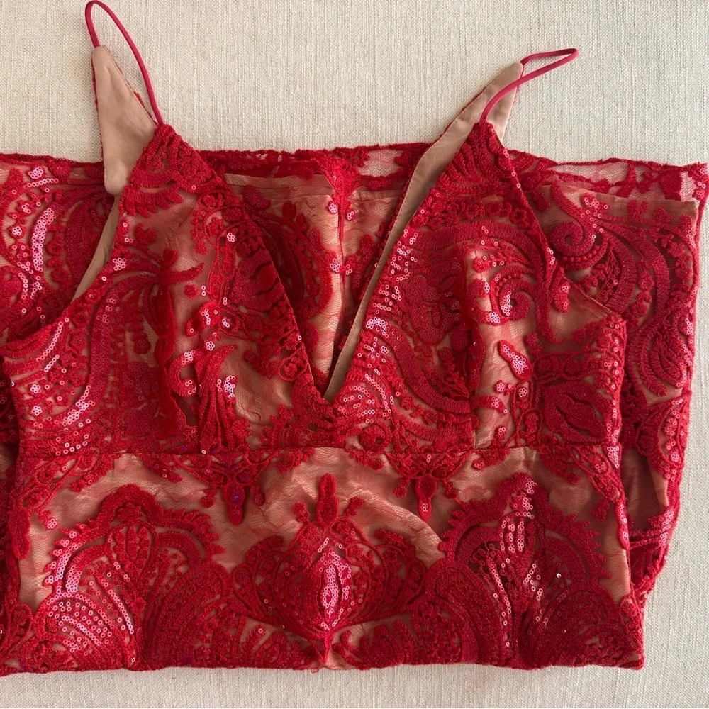 ♥️ Free People Night Shimmers Dress in Red